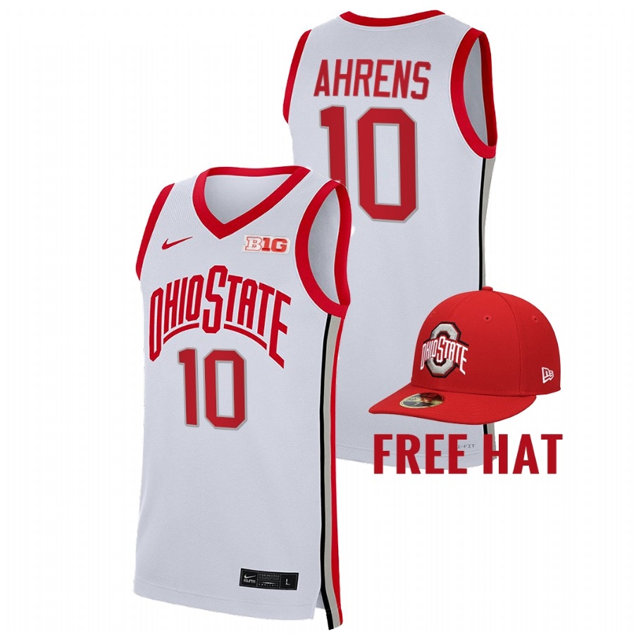 Ohio State Buckeyes Men's NCAA Justin Ahrens #10 Ahrens 2021-22 Free Hat College Basketball Jersey BOV1849GD